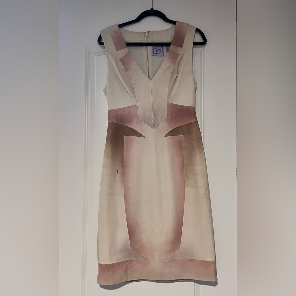 Herve Leger knee length leather dress